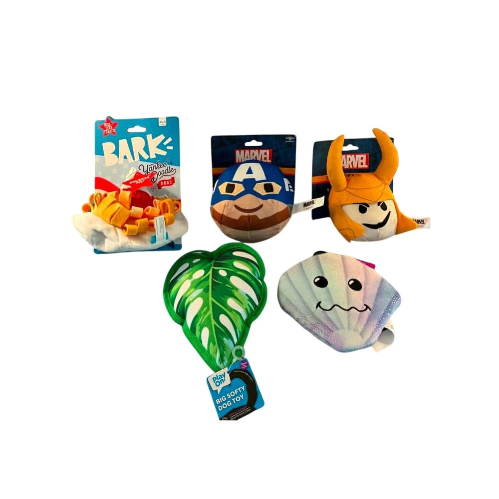 Bark Marvel Play On Dog Toy Bundle OS Multicolor New Plush Squeaker 5pc Set